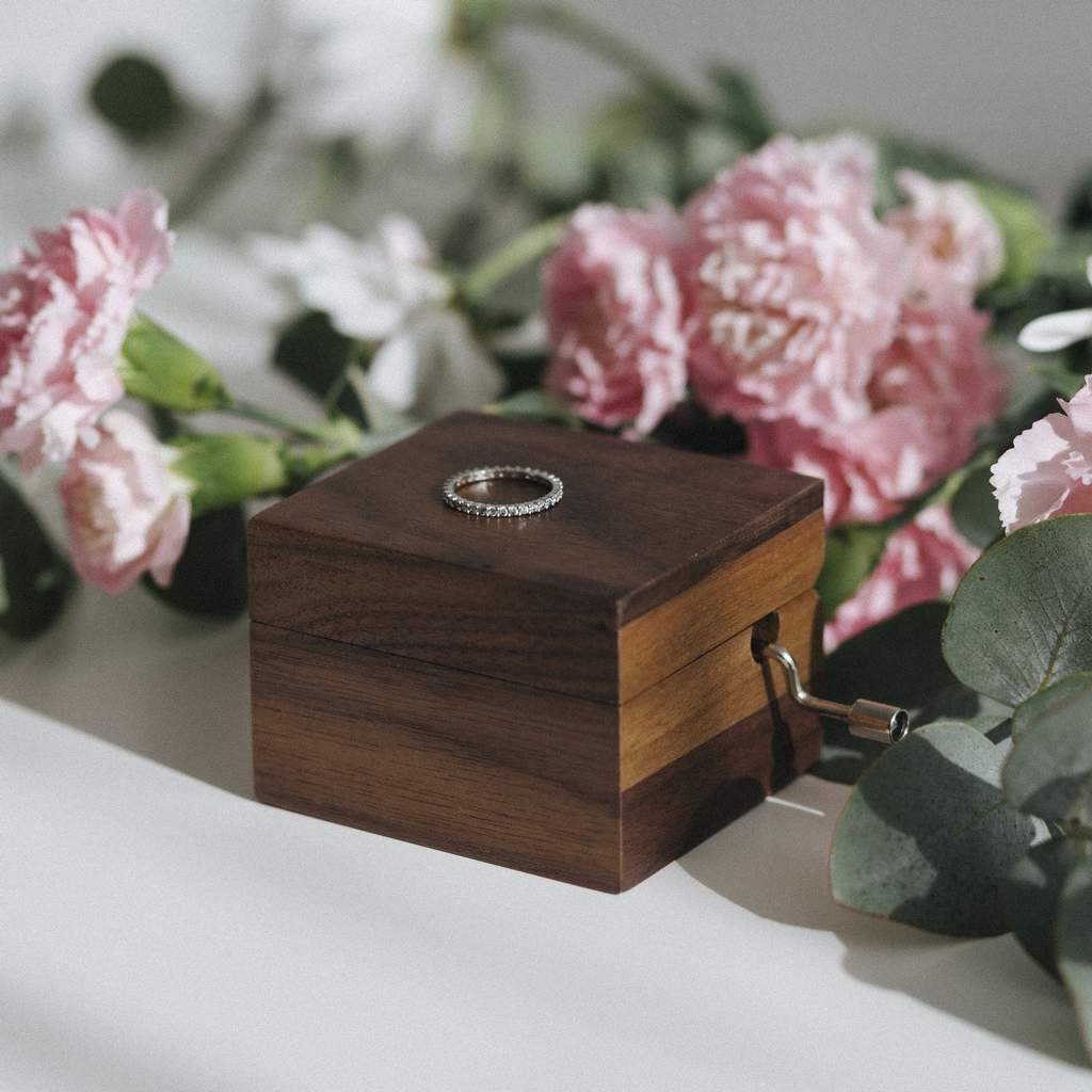 Small walnut music box